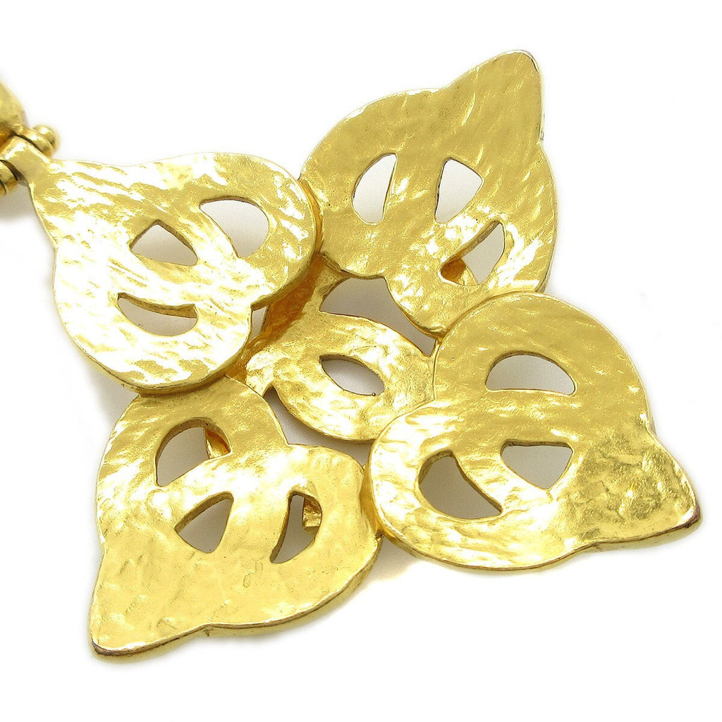Chanel Cc Heart Pendant Necklace Metal Gold Gold_Plated Necklace Jewelry