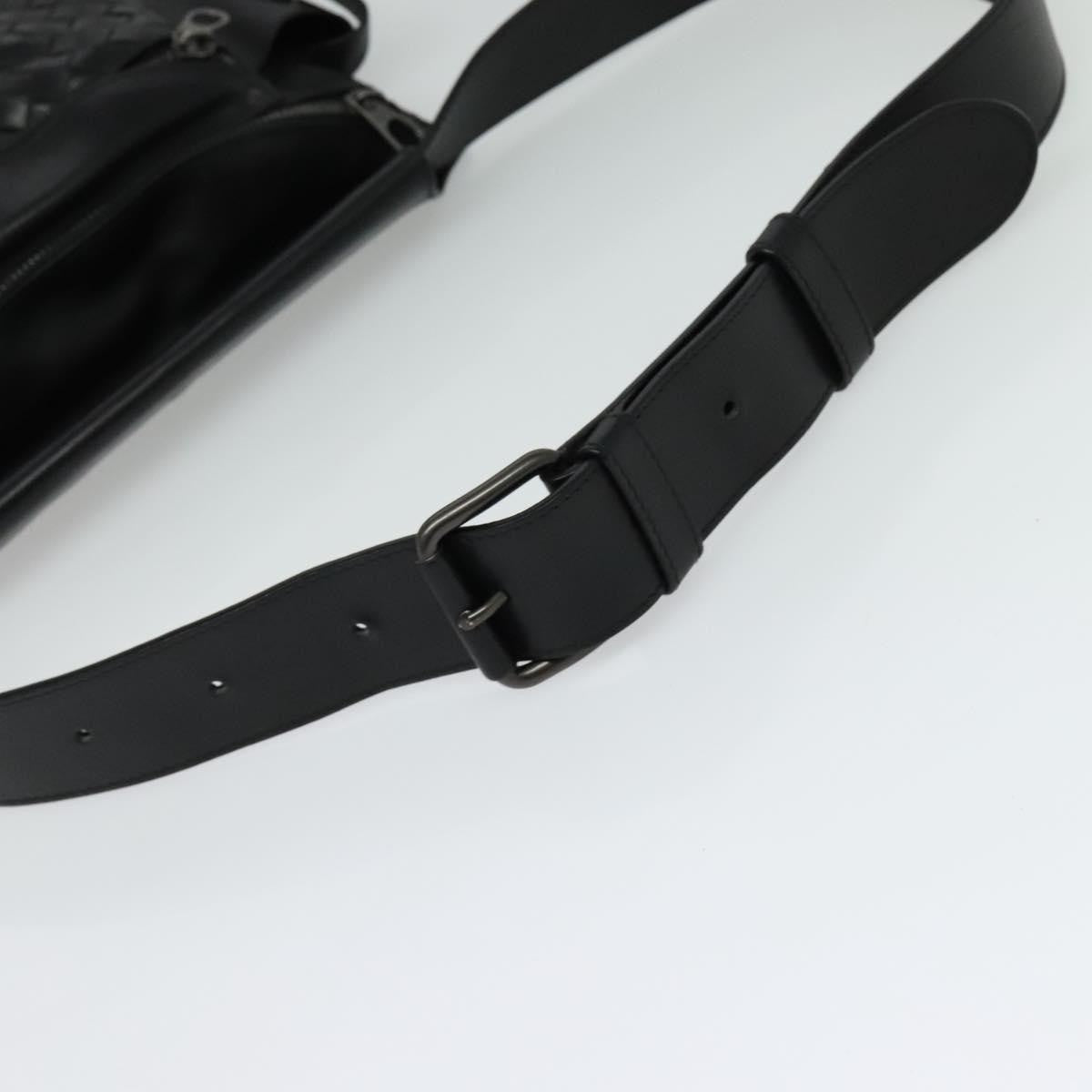Bottega Veneta Utility Waist Bag Leather With Intrecciato Black Leather Shoulder Bag Bag