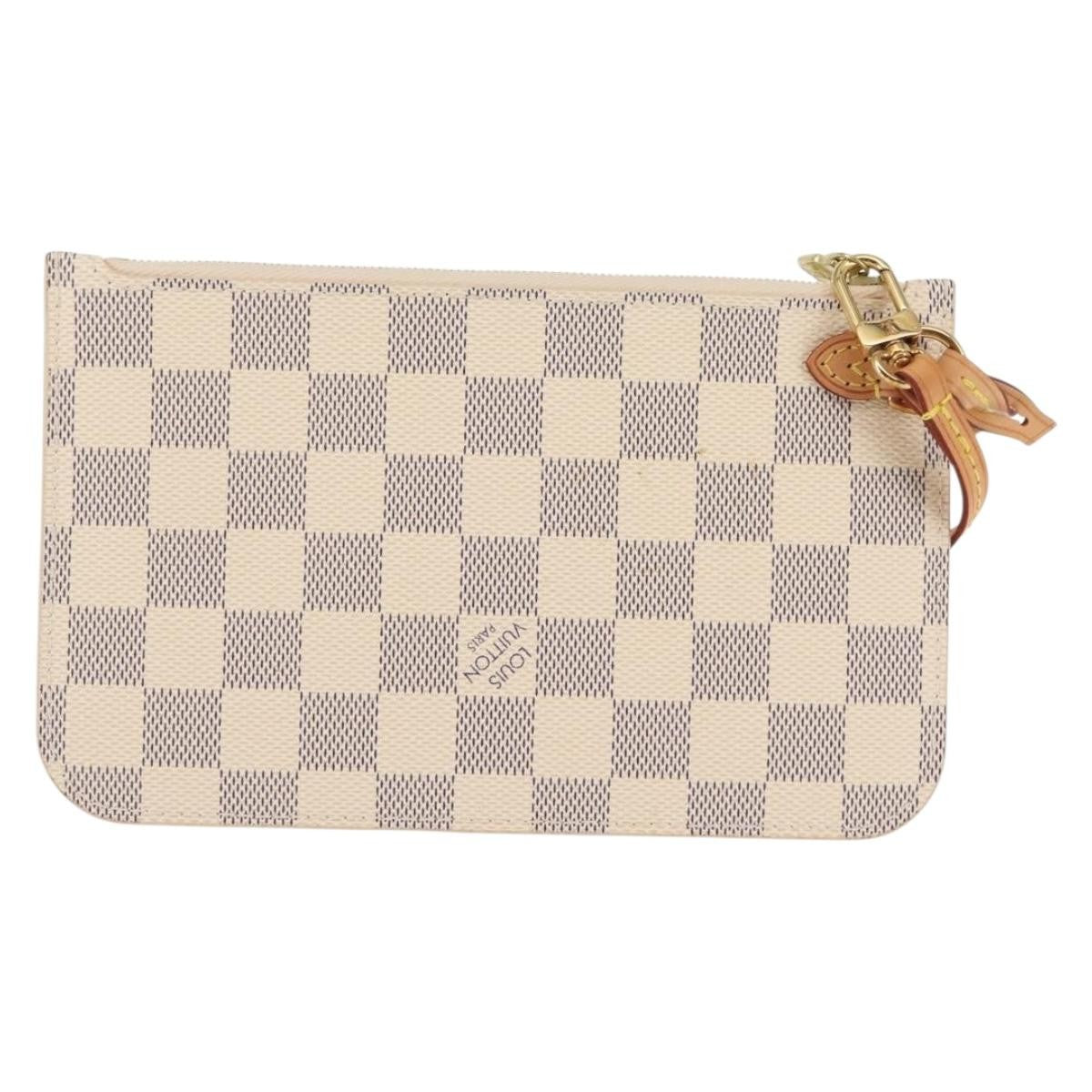 Louis Vuitton Neverfull Pochette Damier White Canvas Clutche & Pouche Bag