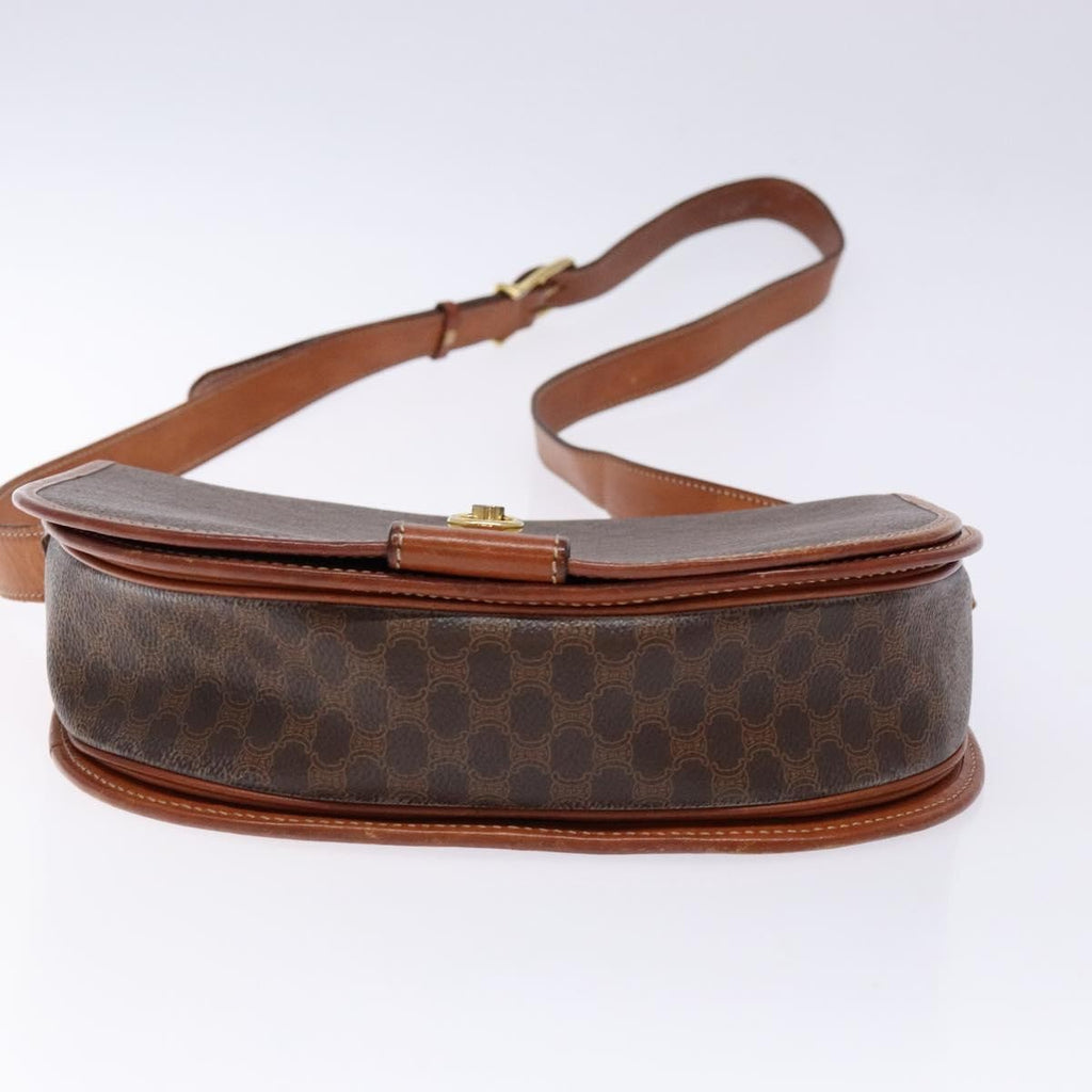 Celine Macadam Shoulder Bag Pvc Leather Brown Canvas Bag