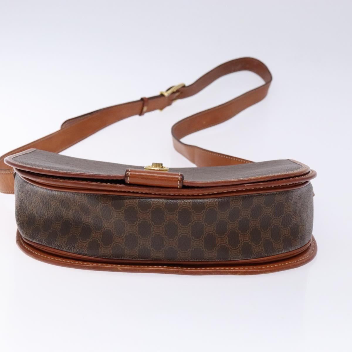 Celine Macadam Shoulder Bag Pvc Leather Brown Canvas Bag