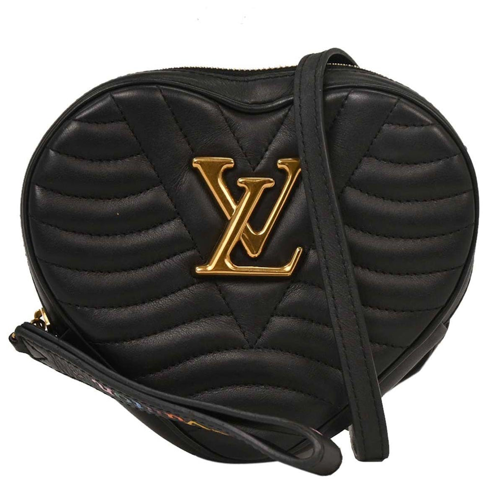 Louis Vuitton New Wave Heart Crossbody Bag Quilted Leather Black Leather Crossbody Bag