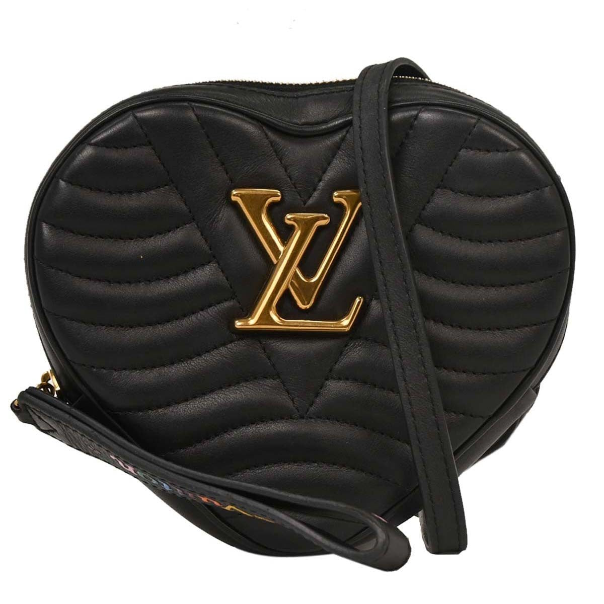 Louis Vuitton New Wave Heart Crossbody Bag Quilted Leather Black Leather Crossbody Bag