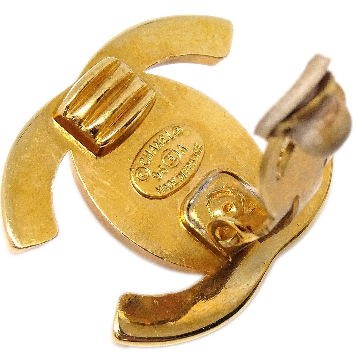 Chanel Cc Turnlock Clip-On Earrings Metal Gold Gold_Plated Earrings Jewelry