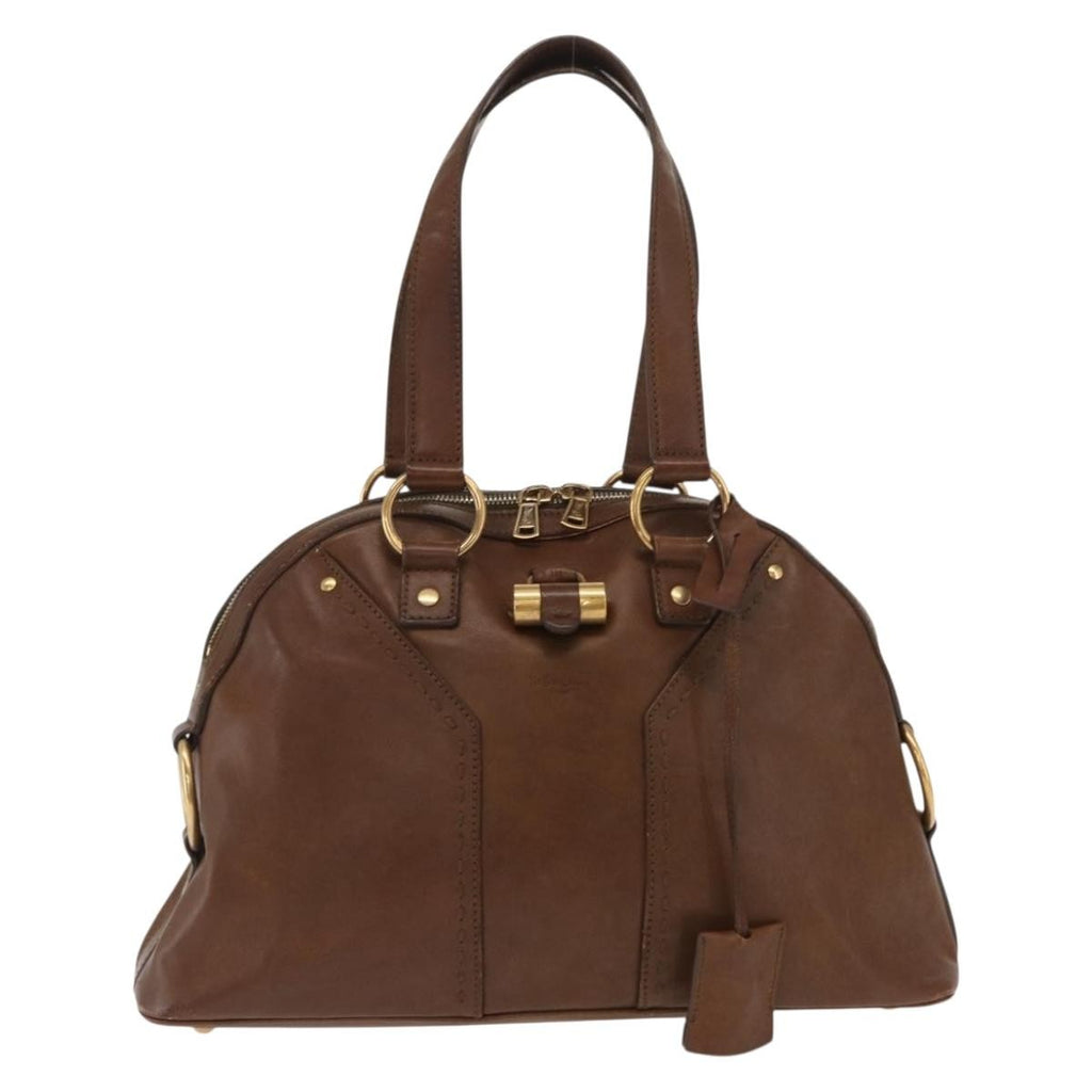 Saint Laurent Muse Dome Bag Leather Brown Leather Handbag (Pre-Owned)