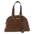 Saint Laurent Muse Dome Bag Leather Brown Leather Handbag (Pre-Owned)