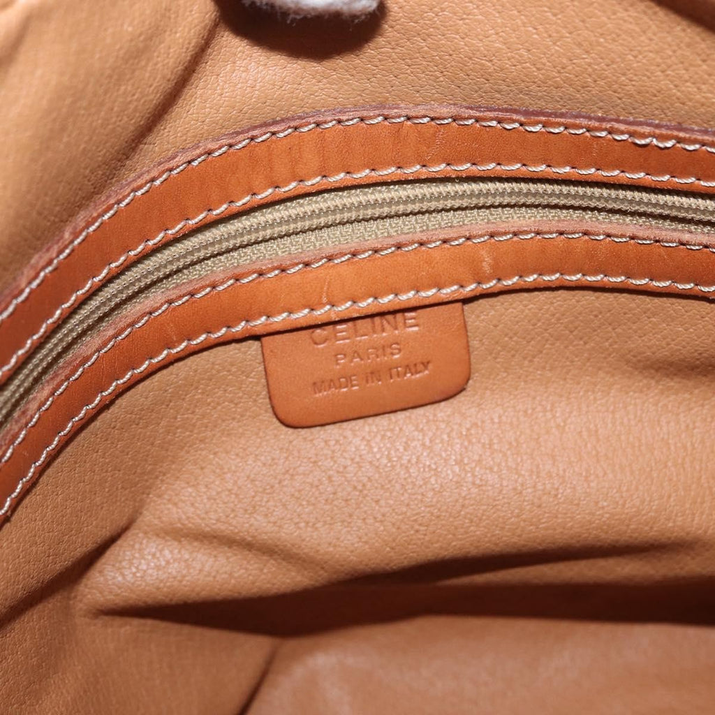 Celine Vintage Macadam Handbag Canvas And Leather Brown Canvas Handbag