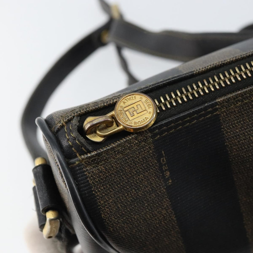 Fendi Vintage Pequin Shoulder Bag Pequin Brown Canvas Shoulder Bag Bag