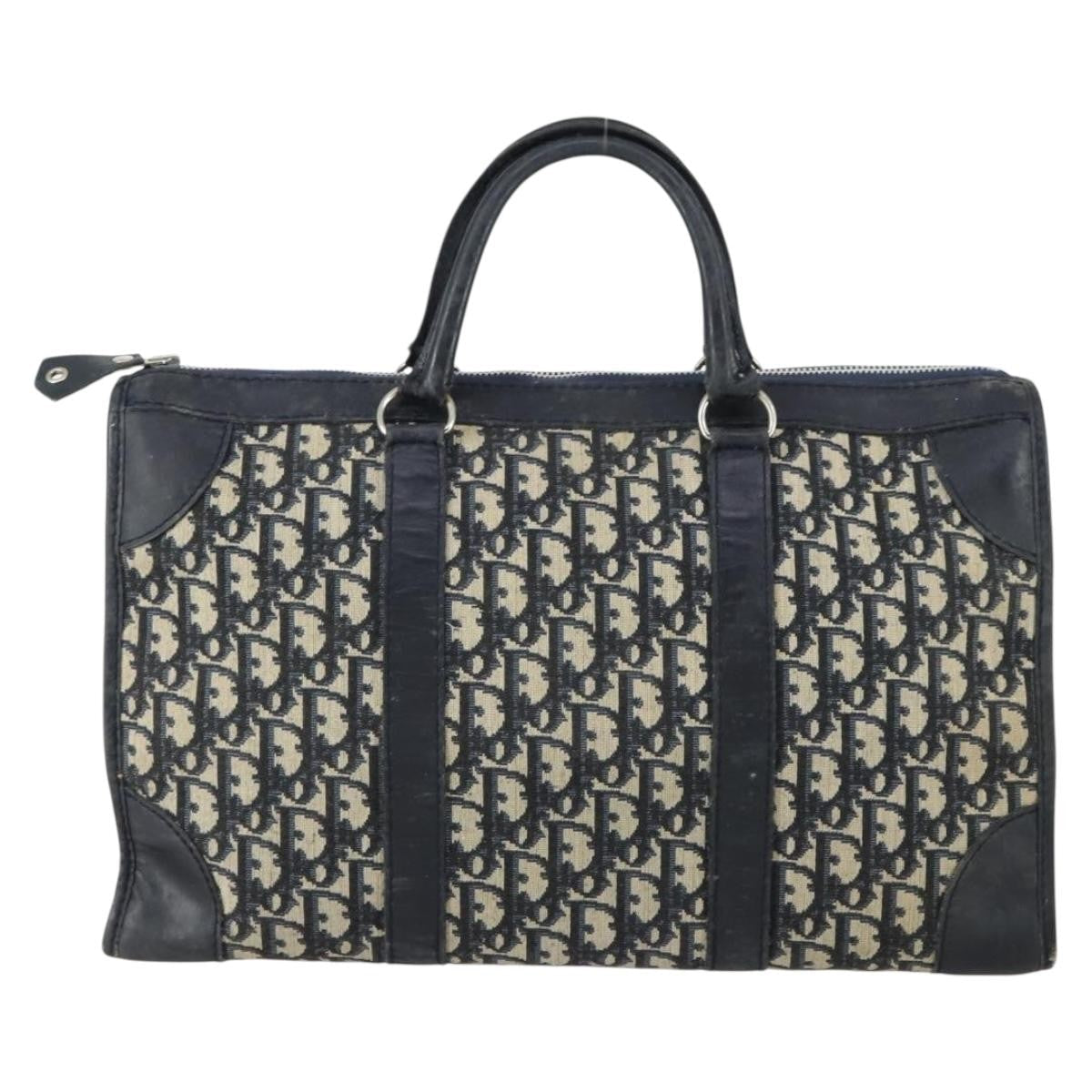 Christian Dior Vintage Trotter Boston Bag Canvas Navy Canvas Travel Bag Bag (Pre-Owned)