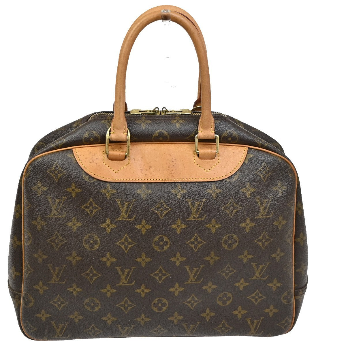 Louis Vuitton Deauville Handbag Monogram Canvas Brown Leather Handbag
