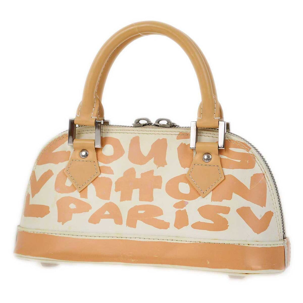 Louis Vuitton Alma Handbag Limited Edition Graffiti Leather Beige Leather Handbag