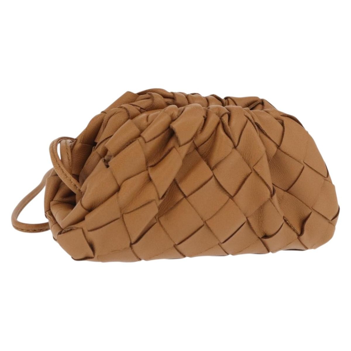 Bottega Veneta The Pouch Coin Purse Intrecciato Nappa Brown Leather Clutche & Pouche Bag