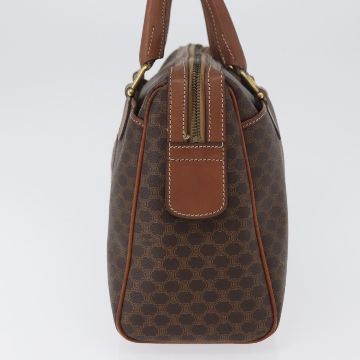 Celine Vintage Macadam Handbag Canvas And Leather Brown Canvas Handbag