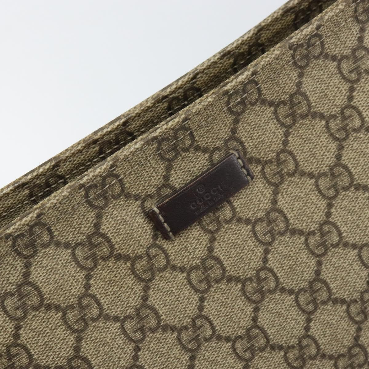 Gucci Zip Top Messenger Bag Gg Coated Canvas Beige Pvc Shoulder Bag Bag (Pre-Owned)