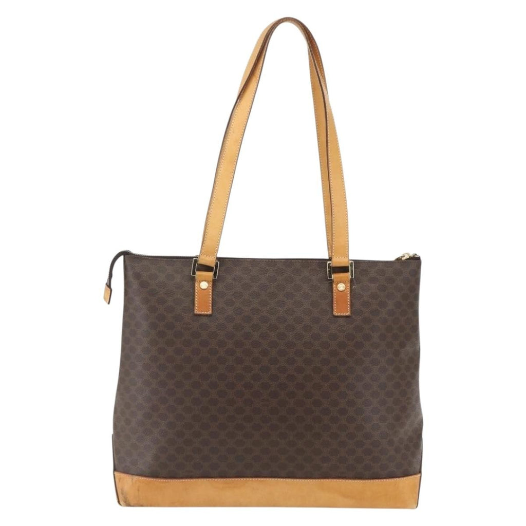 Celine Vintage Macadam Tote Bag Canvas And Leather Brown Canvas Tote Bag Bag