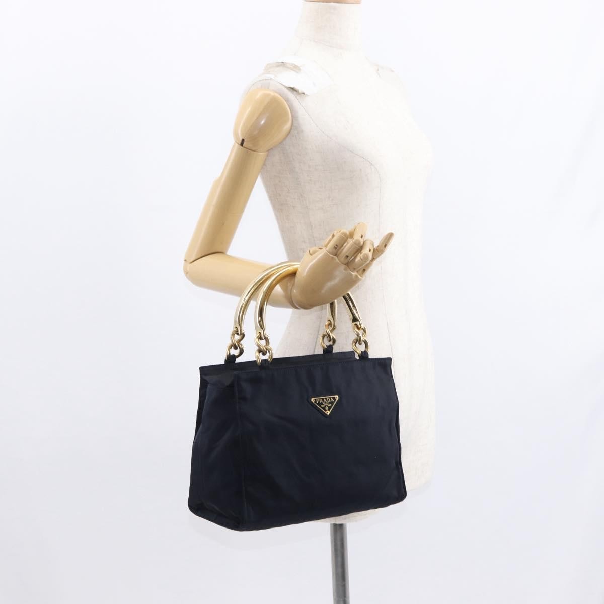 Prada Metal Handles Tote Tessuto Navy Nylon Tote Bag Bag