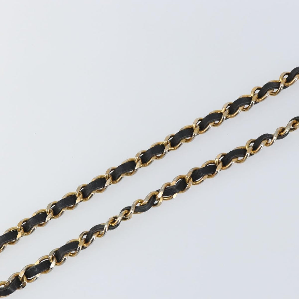Chanel Vintage Logo Chain Belt Metal And Leather Black Metal Belts Accessory