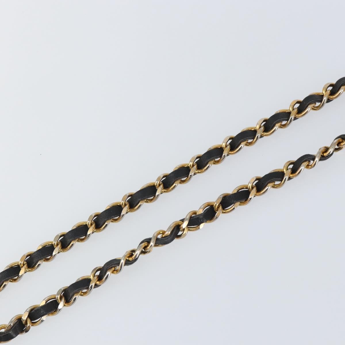 Chanel Vintage Logo Chain Belt Metal And Leather Black Metal Belts Accessory