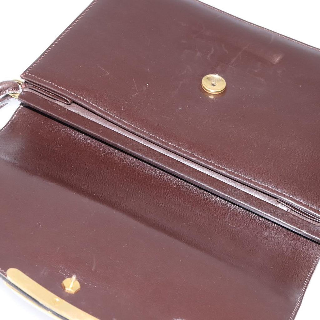 Christian Dior Flap Shoulder Bag Leather Brown Leather Shoulder Bag Bag (Pre-Owned)