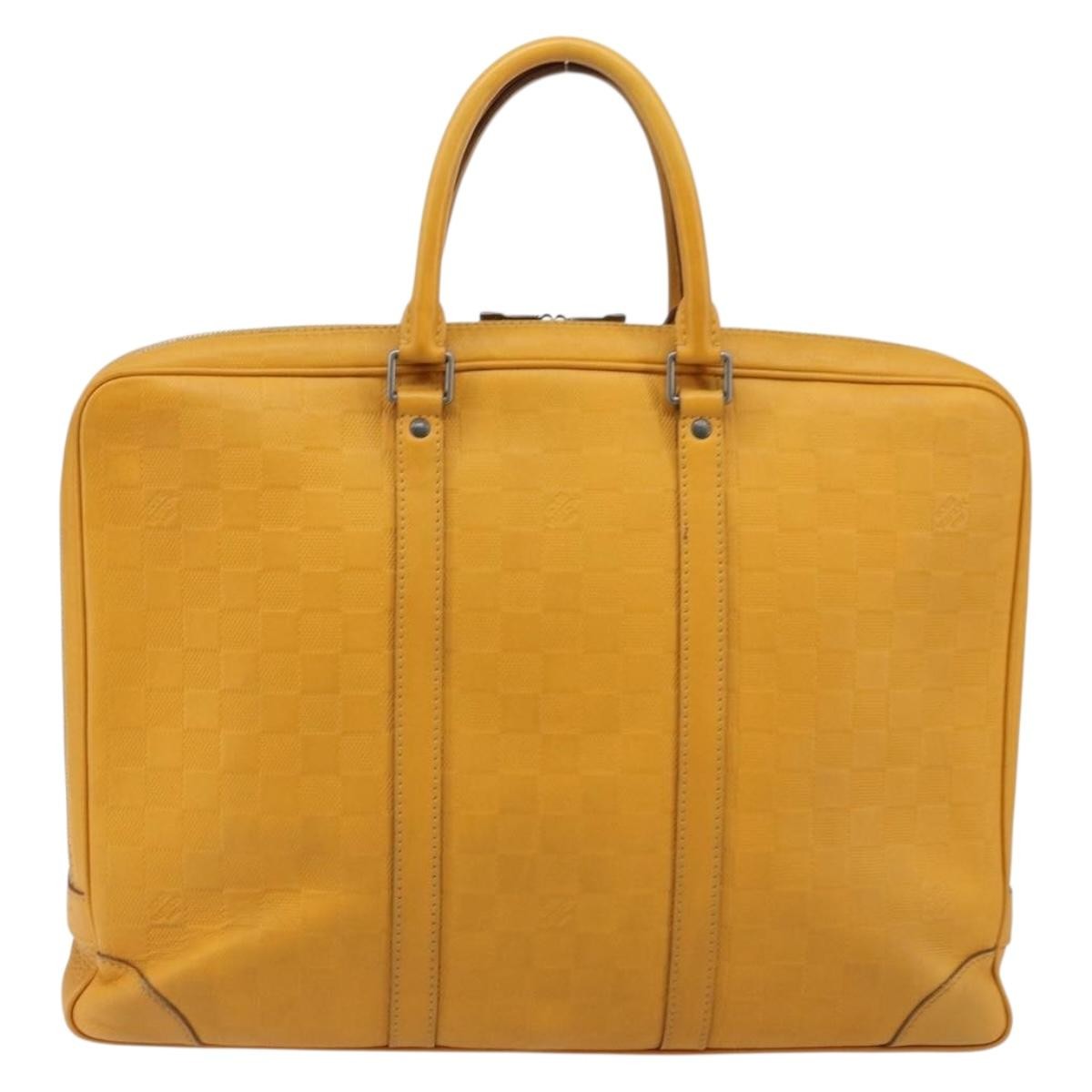 Louis Vuitton Porte-Documents Voyage Briefcase Damier Infini Leather Yellow Leather Briefcase Bag