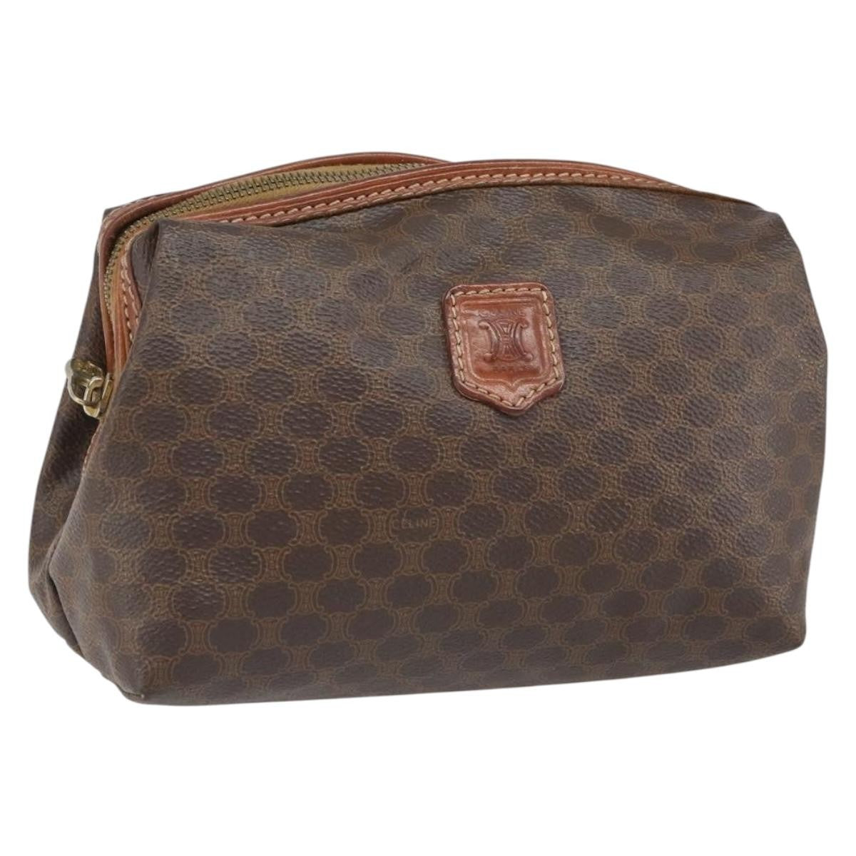 Celine Macadam Pochette Canvas And Leather Brown Canvas Clutche & Pouche Bag