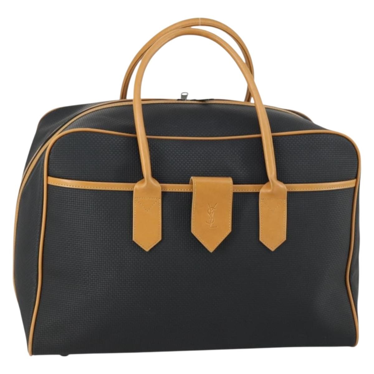 Saint Laurent Vintage Boston Pvc Leather Black Pvc Travel Bag Bag (Pre-Owned)