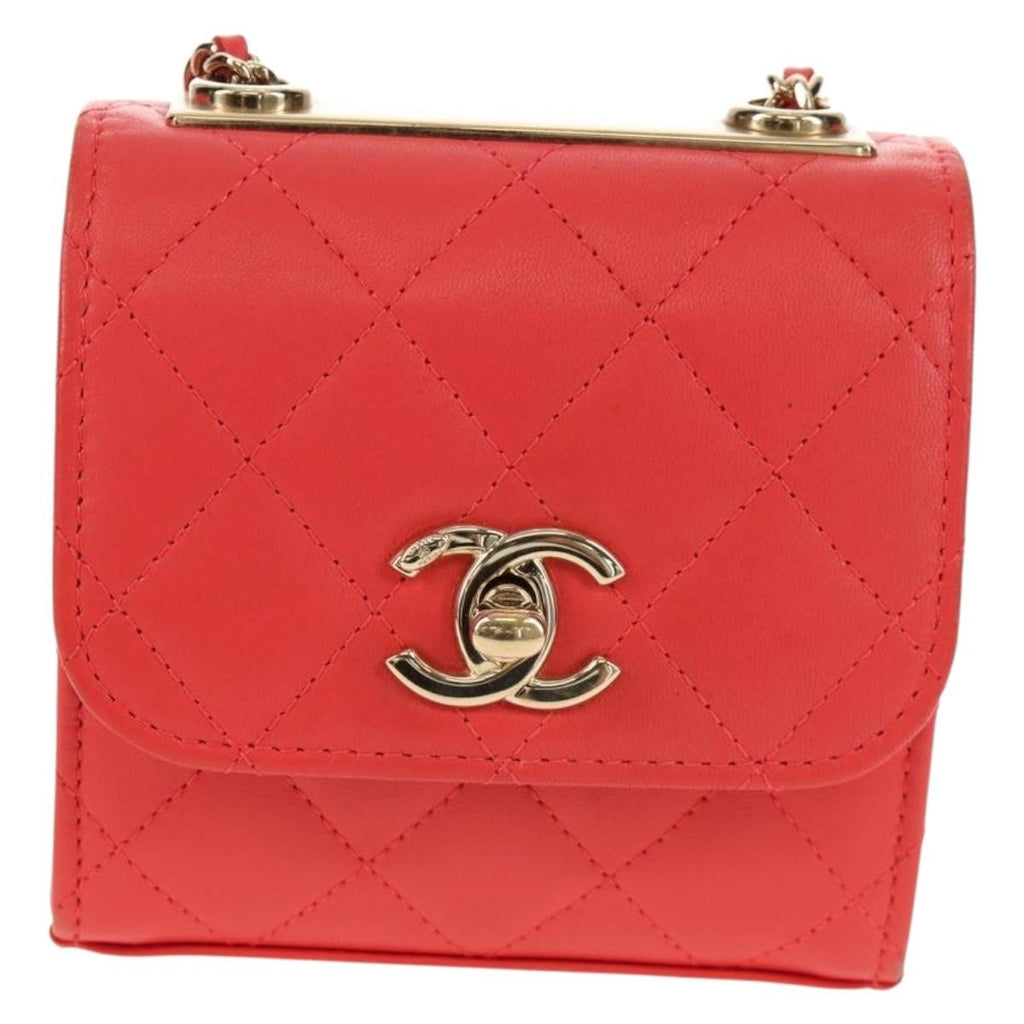 Chanel Trendy Cc Clutch With Chain Quilted Lambskin Red Leather Clutche & Pouche Bag