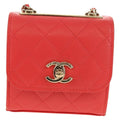 Chanel Trendy Cc Clutch With Chain Quilted Lambskin Red Leather Clutche & Pouche Bag