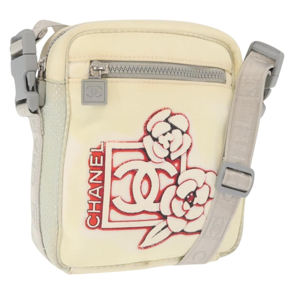 Chanel Sport Line Camera Crossbody Bag Nylon White Nylon Shoulder Bag Bag
