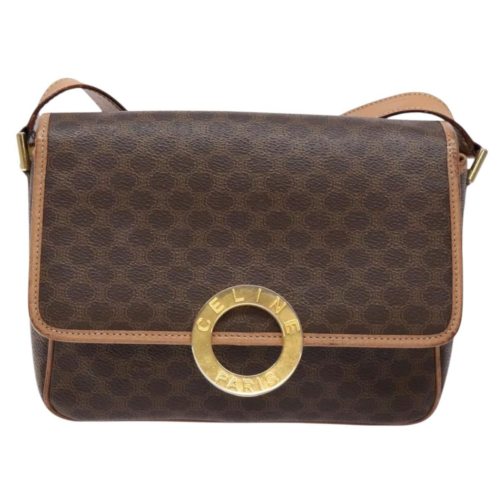 Celine Vintage Macadam Shoulder Bag Canvas Brown Canvas Bag