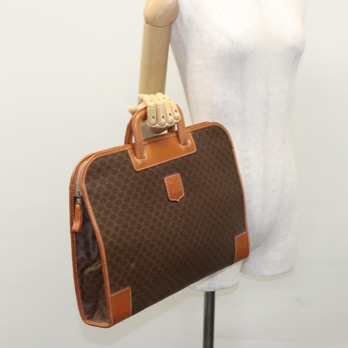 Celine Macadam Briefcase Canvas And Leather Brown Canvas Briefcase Bag