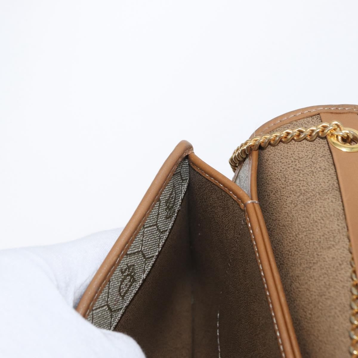 Christian Dior Vintage Honeycomb Chain Canvas Beige Canvas Shoulder Bag Bag (Pre-Owned)