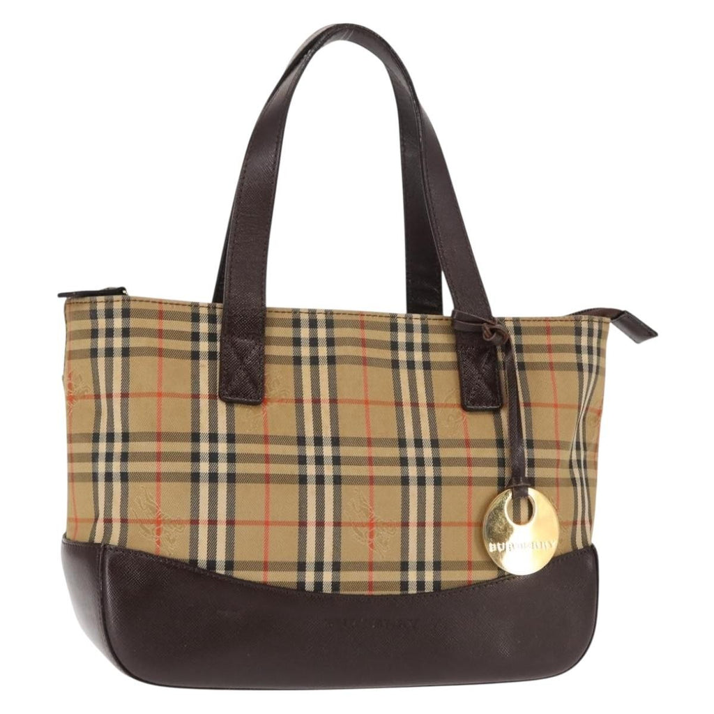 Burberry Nova Check Tote Canvas And Leather Beige Canvas Tote Bag