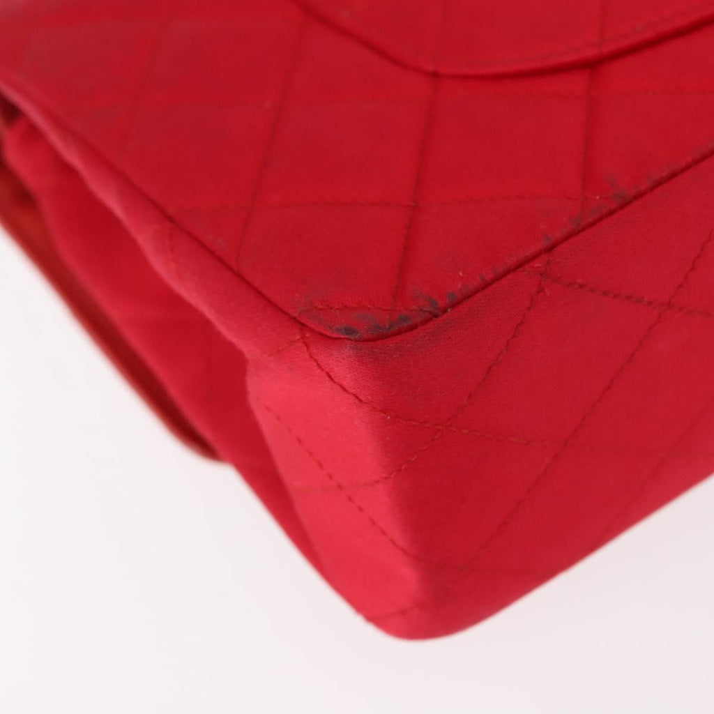 Chanel Timeless - Classic Double Flap Bag Quilted Satin Red Satin Shoulder Bag Bag