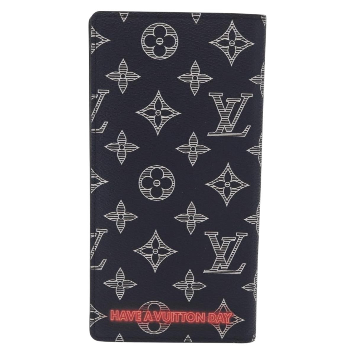 Louis Vuitton Brazza Long Bifold Wallet Monogram Comics Navy Canvas Wallets Accessory