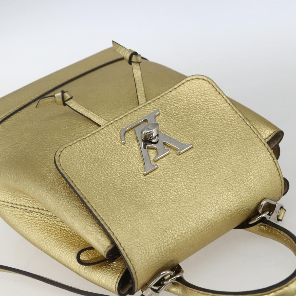 Louis Vuitton Lockme Backpack Leather Gold Leather Backpack Bag
