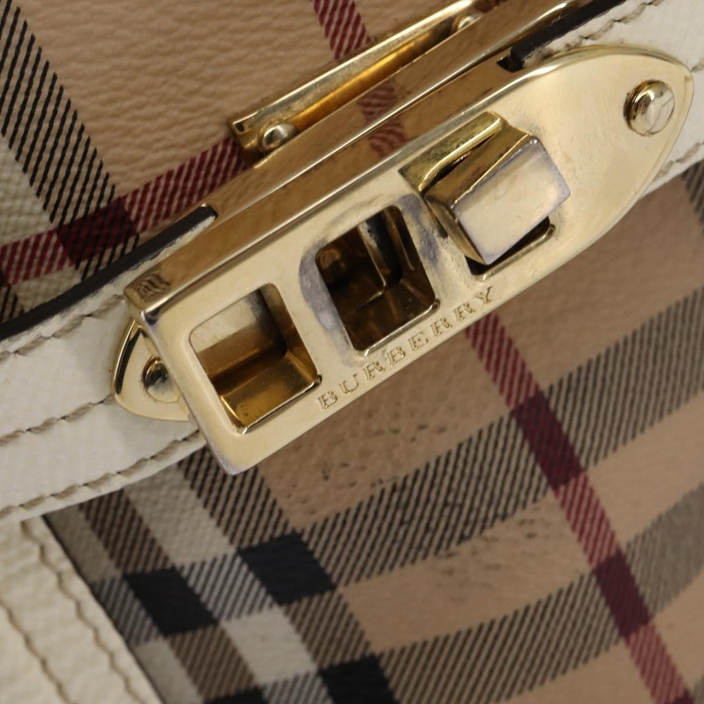 Burberry Minford Satchel Haymarket Coated Canvas Beige Canvas Tote Bag