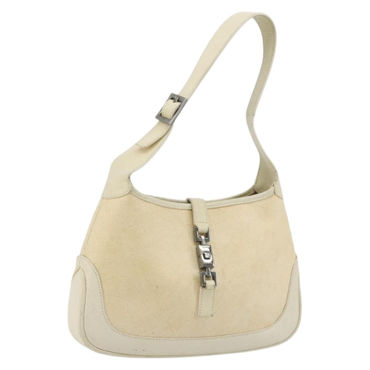 Gucci Vintage Jackie Shoulder Bag Canvas And Leather Beige Canvas Handbag (Pre-Owned)