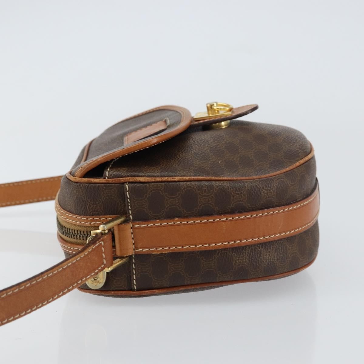 Celine Vintage Macadam Shoulder Bag Canvas And Leather Brown Canvas Shoulder Bag Bag