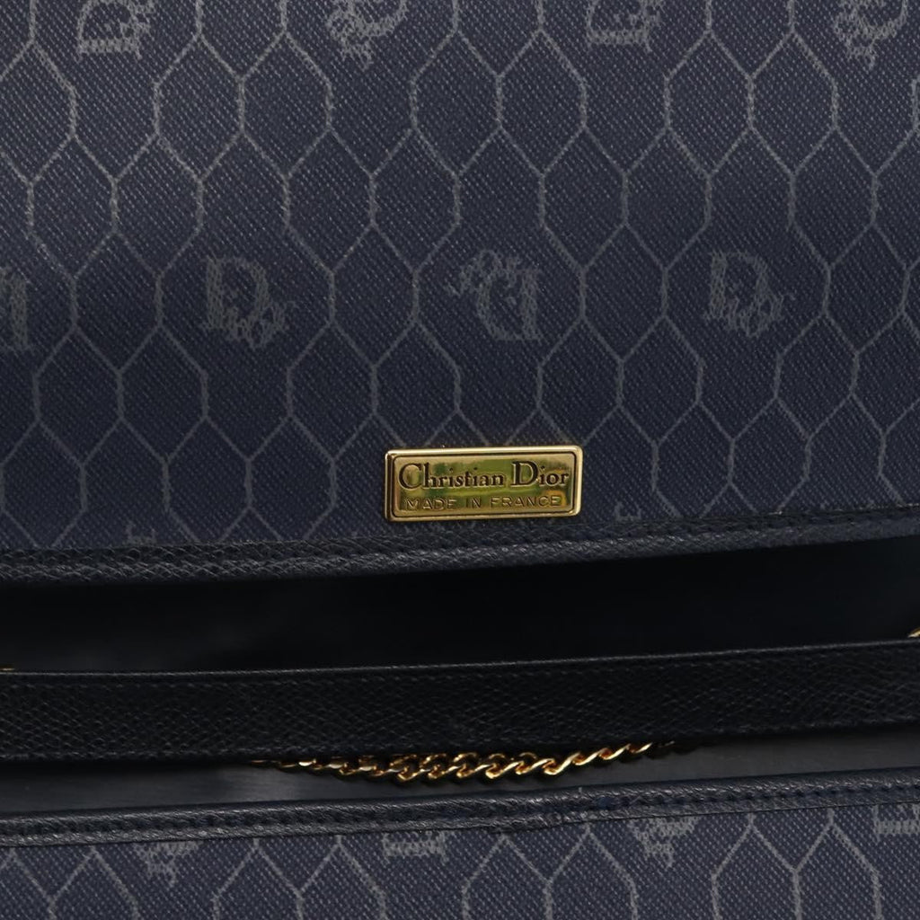 Christian Dior Vintage Chain Flap Shoulder Bag Leather Navy Leather Shoulder Bag Bag (Pre-Owned)