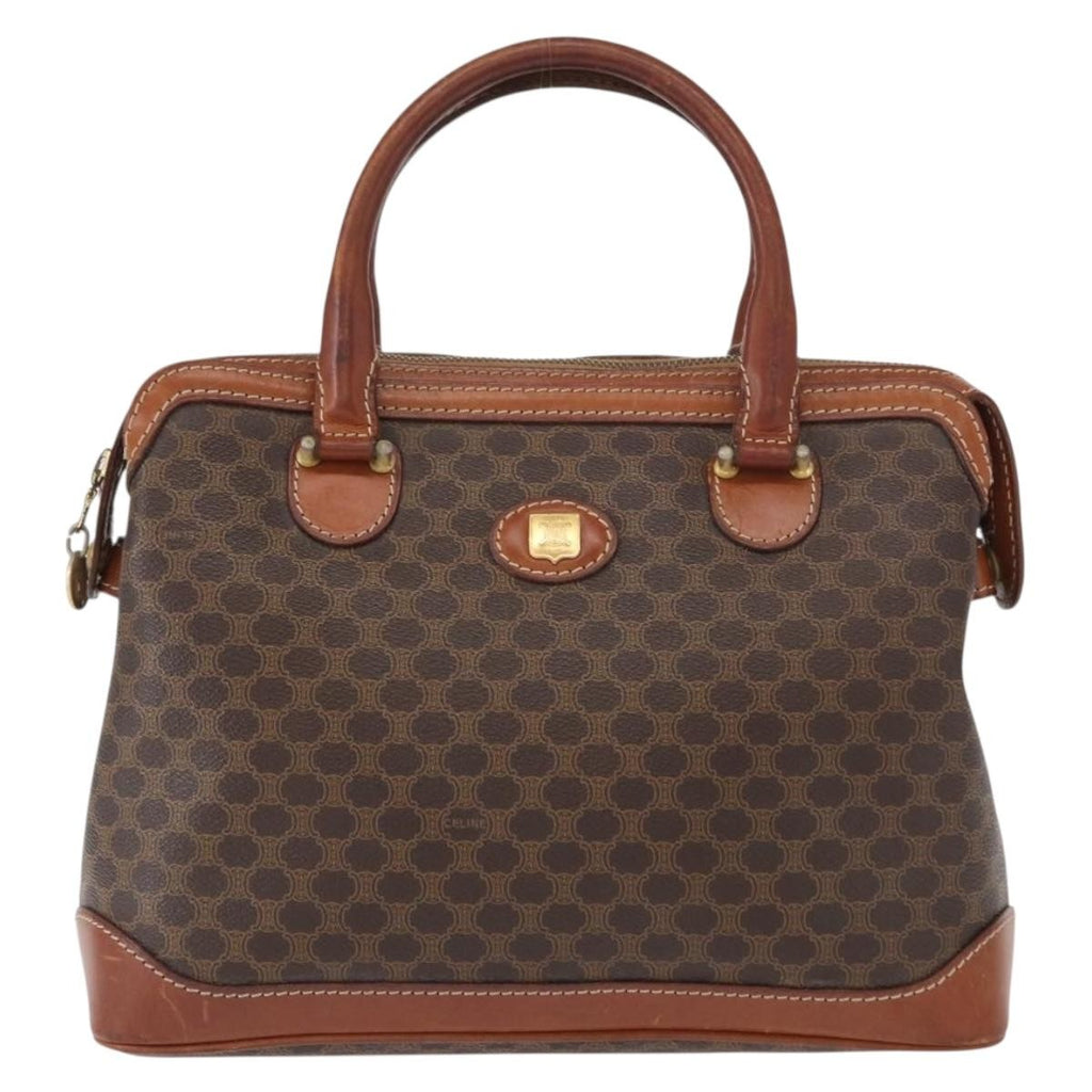 Celine Vintage Macadam Handbag Canvas And Leather Brown Canvas Handbag