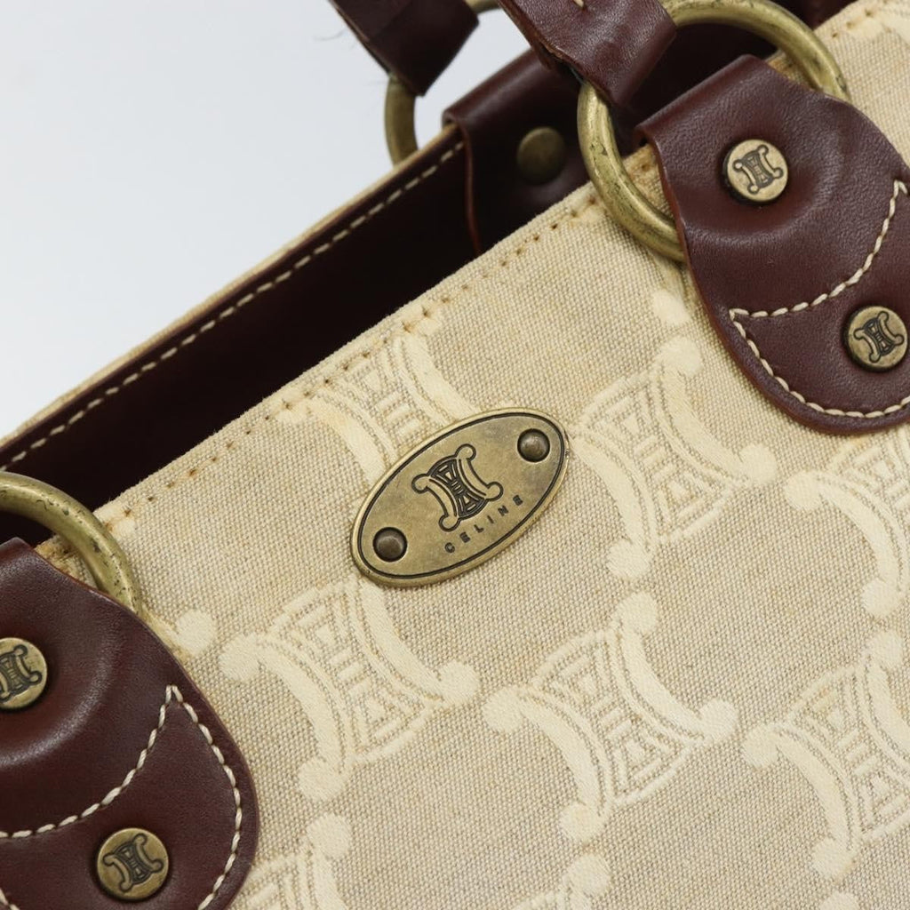 Celine Vintage Macadam Handbag Canvas And Leather Beige Canvas Handbag