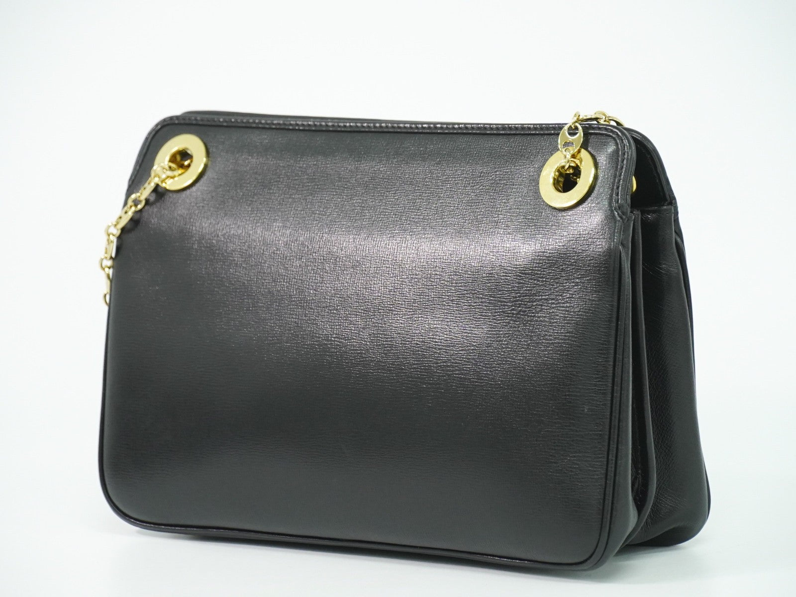 Gucci Marina Chain Shoulder Bag Leather Black Leather Shoulder Bag Bag (Pre-Owned)