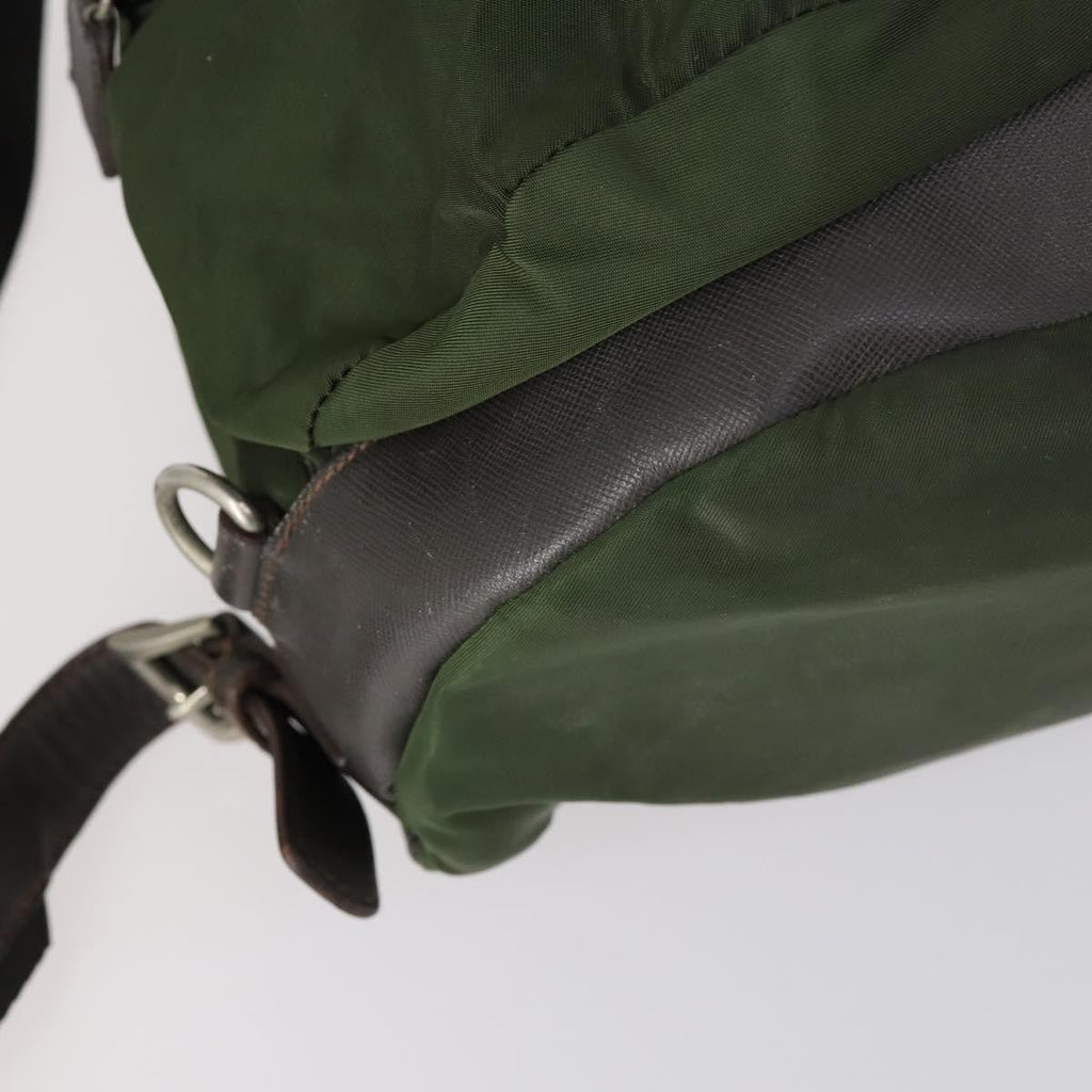 Prada Double Front Pocket Backpack Tessuto Khaki Nylon Backpack Bag