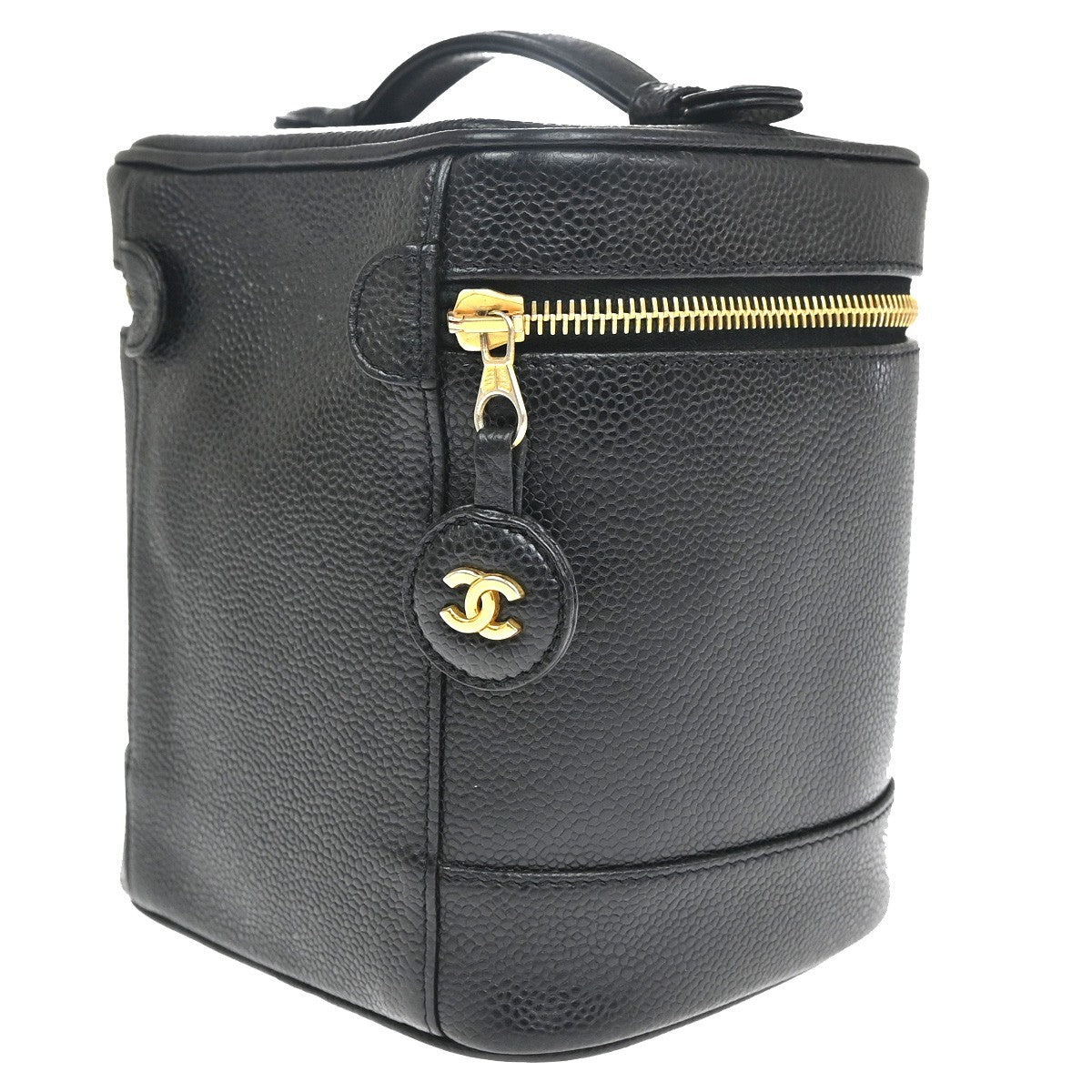 Chanel Vintage Timeless Cosmetic Case Caviar Black Leather Handbag