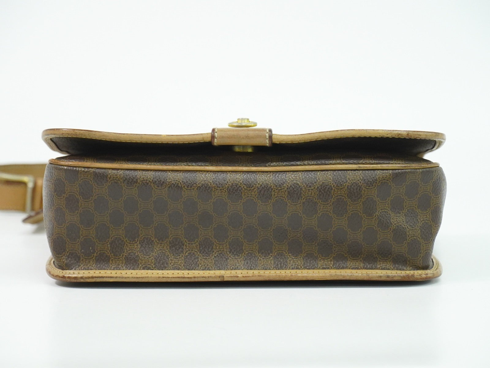 Celine Vintage Macadam Shoulder Bag Canvas And Leather Brown Canvas Shoulder Bag Bag