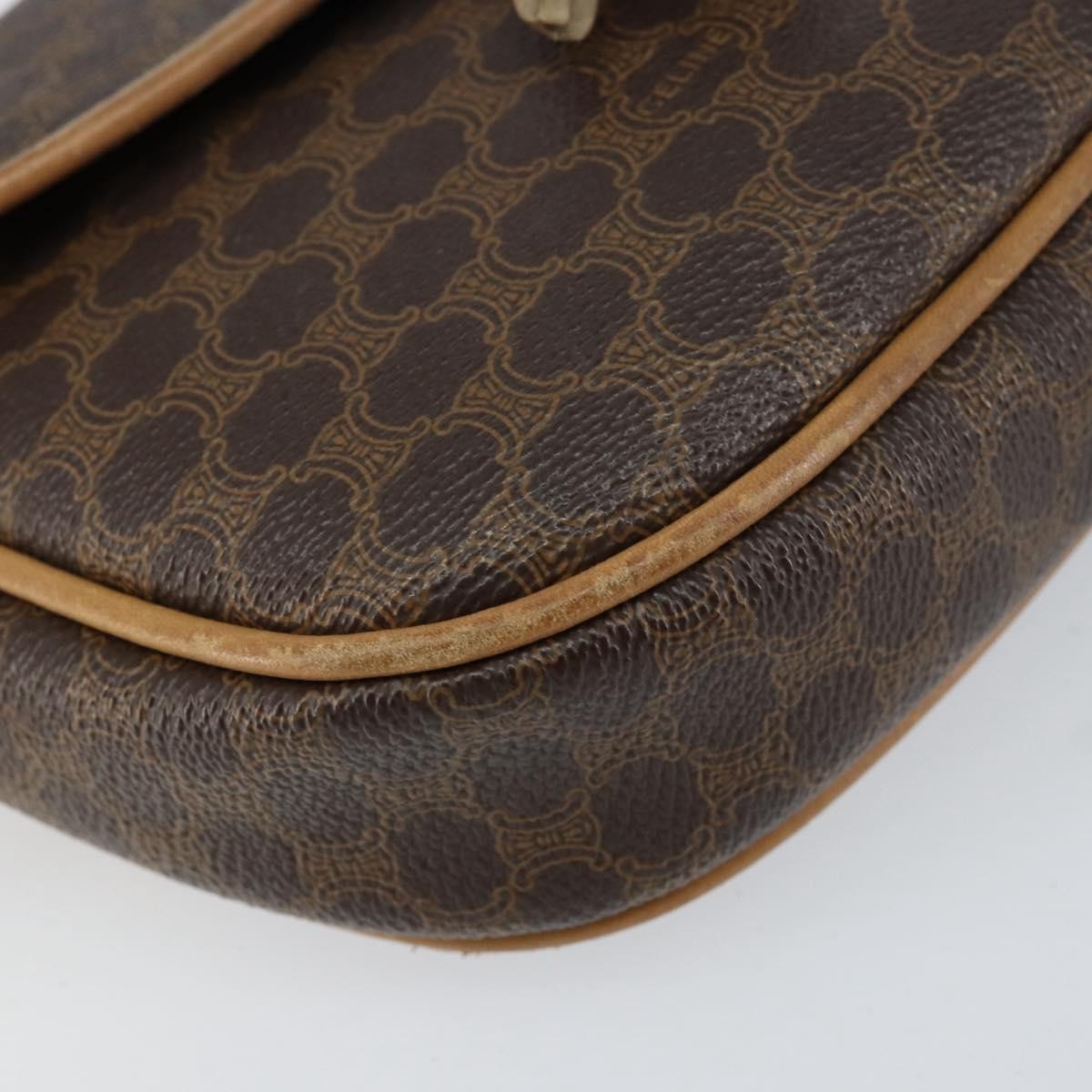 Celine Vintage Macadam Shoulder Bag Canvas And Leather Brown Canvas Shoulder Bag Bag