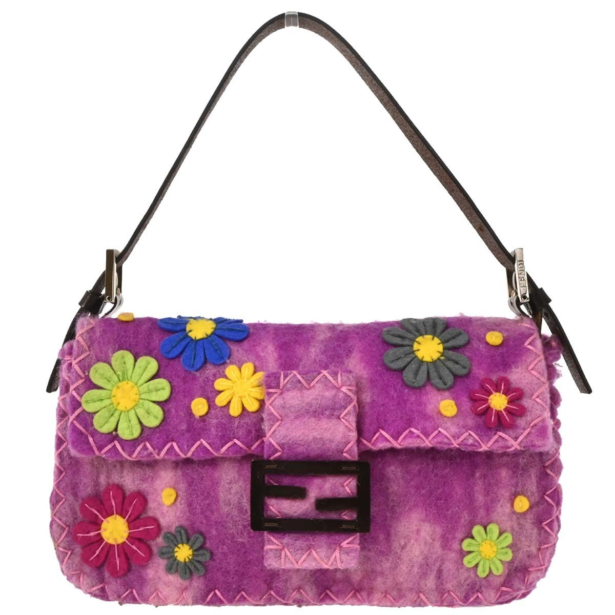 Fendi Baguette Bag Patent Purple Felt,Leather Handbag