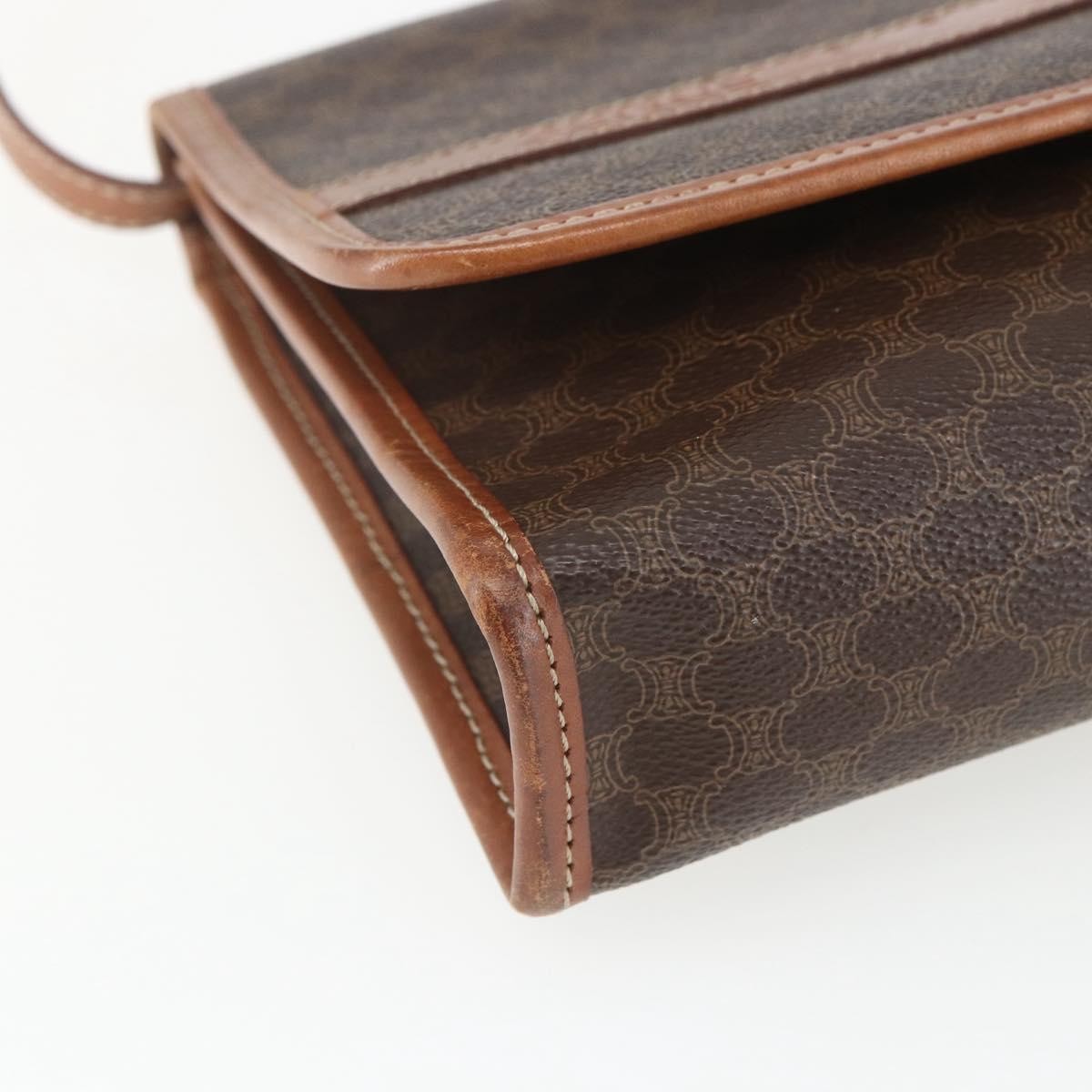 Celine Vintage Macadam Shoulder Bag Canvas And Leather Brown Canvas Shoulder Bag Bag