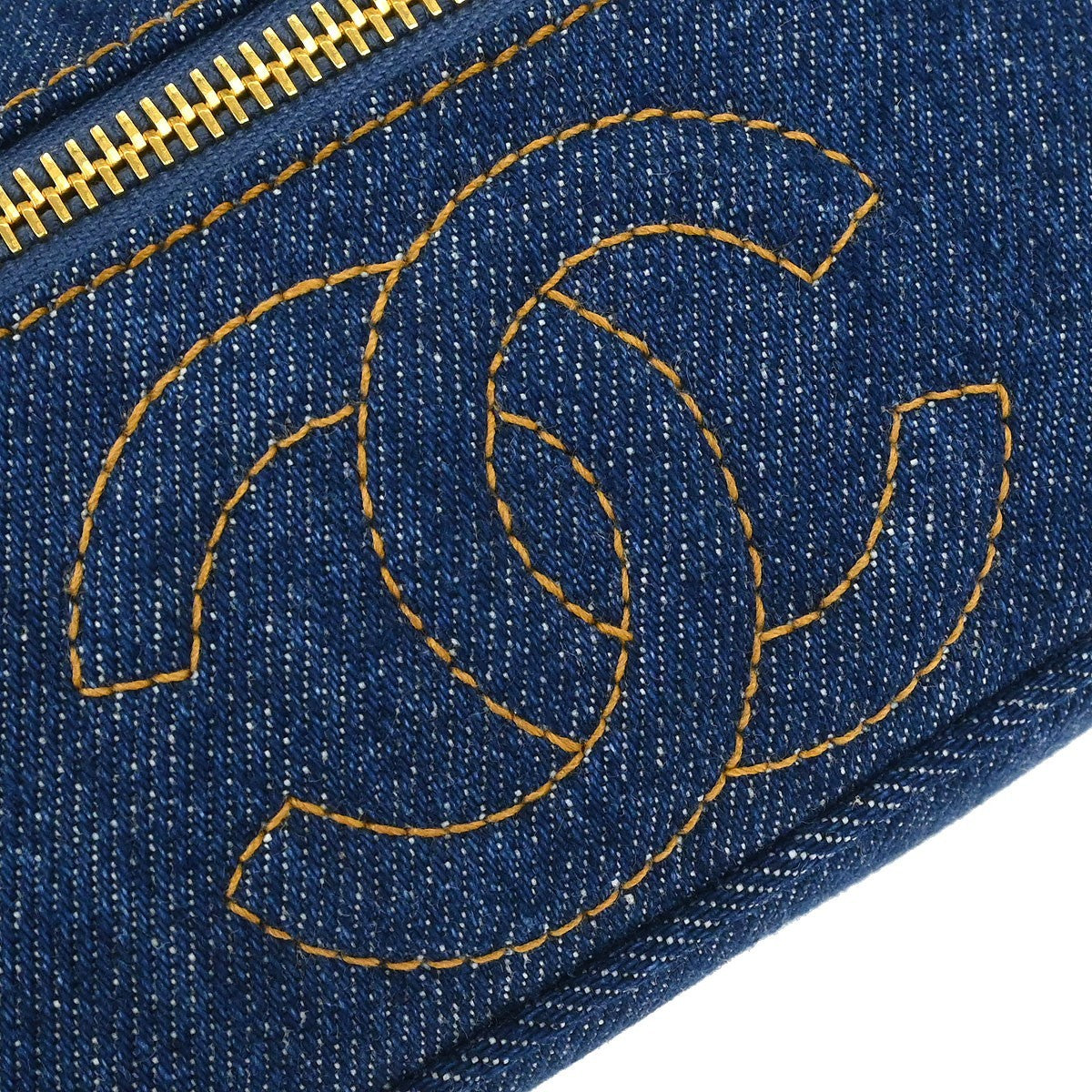 Chanel Vintage Timeless Cosmetic Case Denim Blue Denim_Jeans Handbag